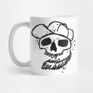 New School Skull With Beard And Ball Cap Mug